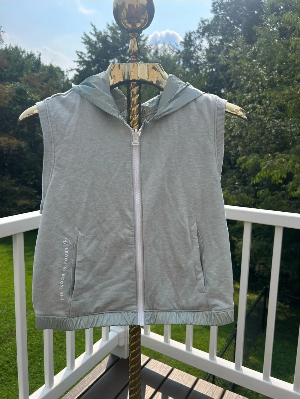 Sleeveless Hooded Kids Jacket Vest - Light Sage Green